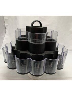 The Pampered Chef Rotating Black Tiered Spice Rack Organizer With Handle